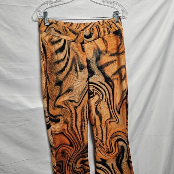 Jaded London Flared Bootcut Pull On Women Pants Size USA 6 Tiger Print - Picture 3 of 13